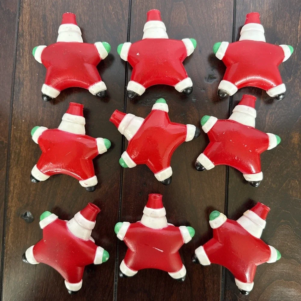 9 Vintage Star Santa Claus Christmas Blow Mold For String Lights Christmas Parts